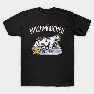 Milchmädchen Milchkanne Landwirtin T-Shirt